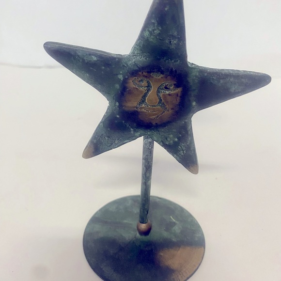 Primitive Candlestick Holder sun face star - Picture 2 of 10